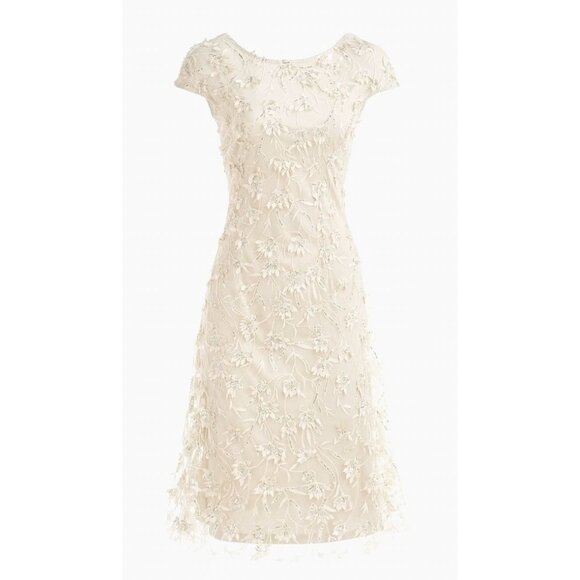 NWT Theia Chrisley Petal Beaded Cocktail Dress Champagne Sz 0 $895 [jb] - Picture 3 of 16